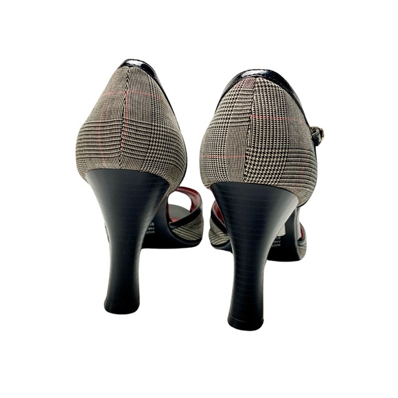 💋 NWT LE CHATEAU Plaid Peep Toe (8.5) - Picture 5 of 6